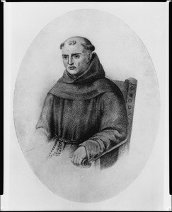 Painted portrait depicting Father Junipero Serra