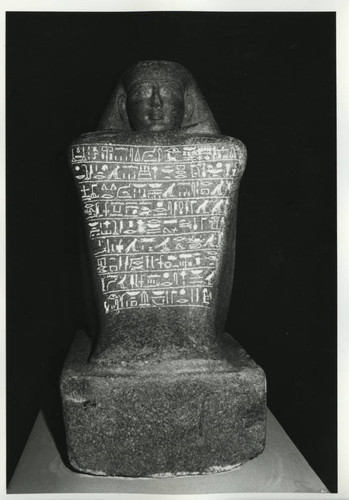Stone figure with hieroglyphs