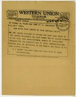 Telegram from R. C. Palmer to William F. Cody, June 11, 1965