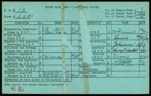 WPA block face card for household census (block 2281) in Los Angeles County