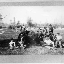 Unidentified group of people at old baseball park, below Columbia, possibly Fourth of July, 1903