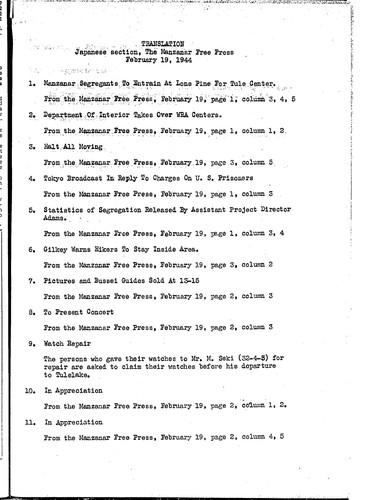 Manzanar free press, February 19, 1944