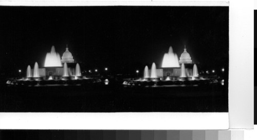 Night View of Capitol Dome and Fountain--Washington D.C