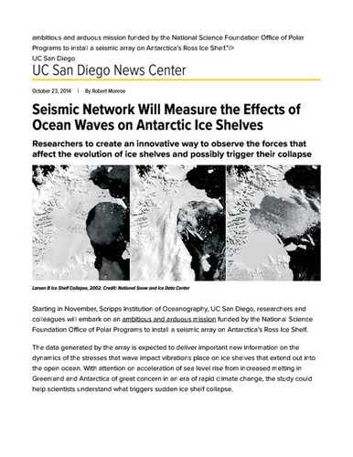 Seismic Network Will Measure the Effects of Ocean Waves on Antarctic Ice Shelves