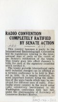 Radio Convention Completely Ratified by Senate Action