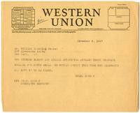 Telegram from Julia Morgan to William Randolph Hearst, November 9, 1927