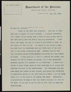 William A. Jones, letter, 1903-12-22, to Hamlin Garland