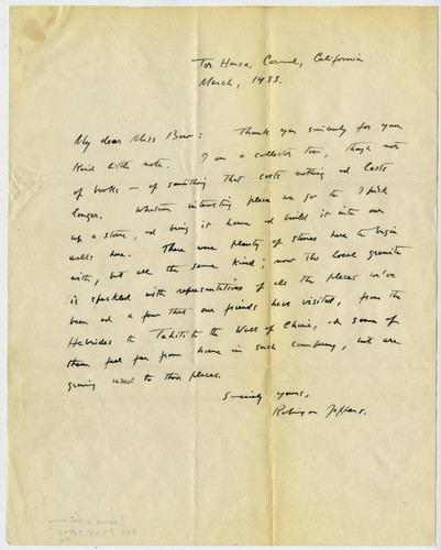 Robinson Jeffers letter