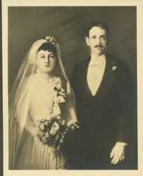 Wedding portrait of Ella M. (Parsons) Denman and John R. Denman, December 5, 1888