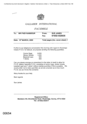 Gallaher International Limited [ Memo from Sue James to Fadi Nammour regarding Sovereign Classic]