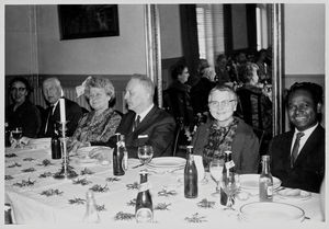 Dansk Santalmissions Landsmøde på Liselund, Slagelse, 1971. (Til højre: Biskop Munshi M. Tudu, i midten: Formand, pastor Aksel Thormann, yderst til venstre: pens. missionær Elisabeth (Lis) Krohn)
