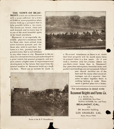 Beaumont Heights and Farms Co. brochure
