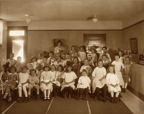 Posed Group of Children in Library