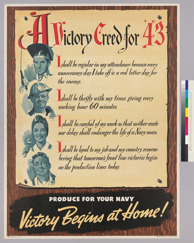 A Victory creed for '43 Produced for your Navy victory beings at home! war poster