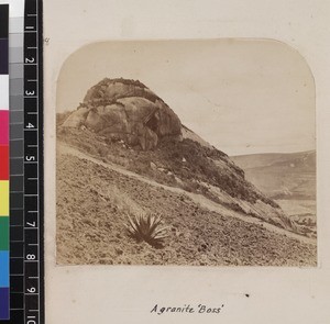 View of rock on hillside, Madagascar, ca. 1865-1885