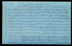 WPA household census employee document for Champ C. Phillips, Los Angeles