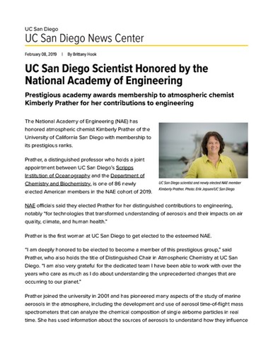 UC San Diego Scientist Honored by the National Academy of Engineering