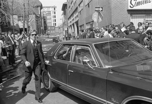 Ted Kennedy motorcade, ca. 1980