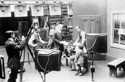 Lucius Henderson Company on the set of a silent film