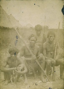 Group of 'Manyengo' people, in Lealui, Northern Rhodesia, Zambia