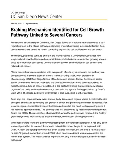 Braking Mechanism Identified for Cell Growth Pathway Linked to Several Cancers