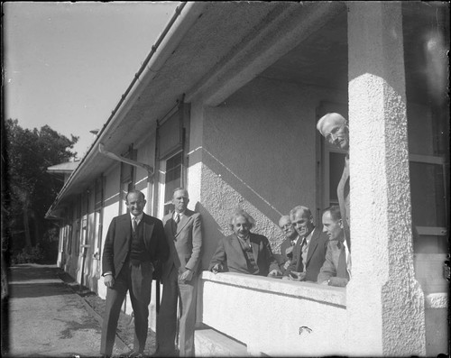 Scientists on the Monastery porch, Mount Wilson Observatory