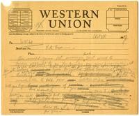 Telegram from Julia Morgan to William Randolph Hearst, October 5, 1927