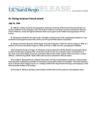Dr. Ewing receives French award
