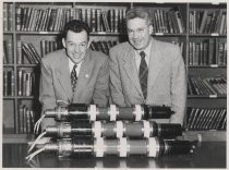 William W. Eitel and Jack A. McCullough, with a high powered klystron