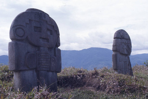 Two stone statues, San Agustín, Colombia, 1975