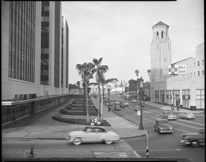 View of Wilshire Boulevard looking west from Mariposa Avenue, February 6, 1953