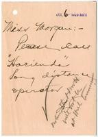 [Phone message], July 6, 1929