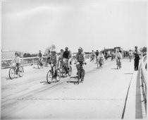 bicyclists at opening of Guadalupe Freeway