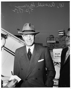 Harriman arrival at airport, 1952