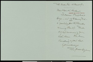 Percy MacKaye, letter, 1917-03-15, to Hamlin Garland