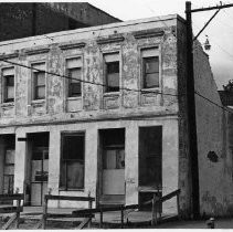 Photograph of the Lady Adams Building in Old Sacramento, prior to restoration
