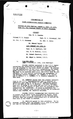 Minutes of 12th meeting of a subcommittee of Joint Psychological Warfare Committee