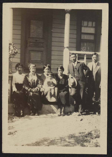 Group sitting on porch
