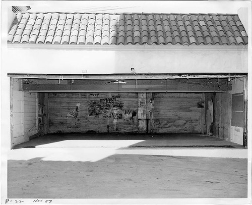 Garage space on the Pacific Ocean Park construction site in November, 1957, Santa Monica, Calif