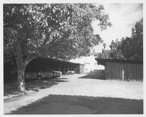 Wooden parking stalls at Mount Wilson Observatory's offices, Santa Barbara Street, Pasadena