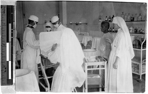 Surgery in St. Paul's Hospital operating room, Manila, Philippines, 1930