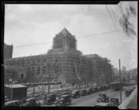 View of the Los Angeles Public Library's Central Library under construction, Los Angeles, about 1925