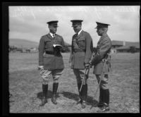 Major General Malin Craig, Lieutenant Colonel M. A. Cross and Lieutenant Colonel W. J. MacMillan congregate, San Pedro, 1931