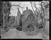 Ann Pelonis and Bunny Gilmore and the Christmas House that they helped build, Los Angeles, 1938
