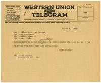 Telegram from Julia Morgan to William Randolph Hearst, March 5, 1926