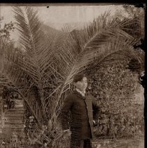 View of a Buffum worker posing for his portrait standing in the Buffum drive way
