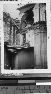 Damaged tower of the cathedral at Quezaltenango, Guatemala, ca. 1943