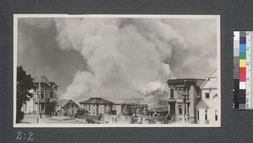 Looking at the fire from Church Street near 22nd on April 19, 1906
