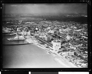 Aerial view of Long Beach showing the waterfront