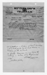Telegram from Big Pine Reparations Association to J. M. Inman